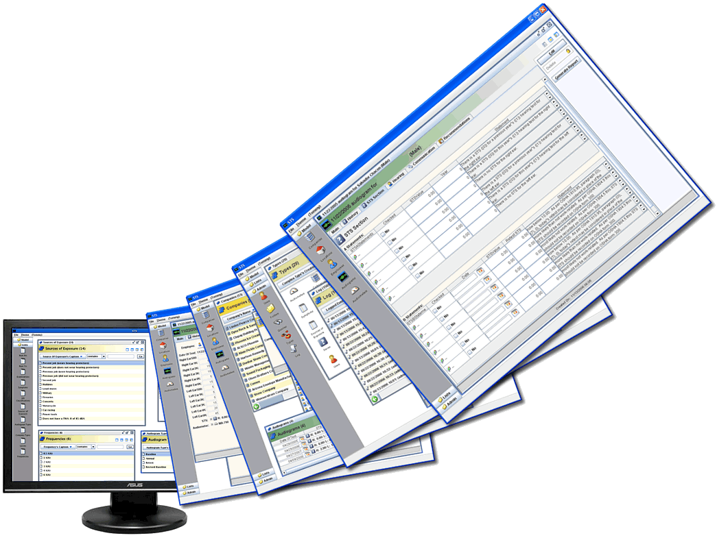 screenshots of audiology software application