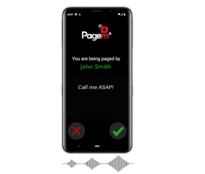 screenshot of pagem mobile alerting system